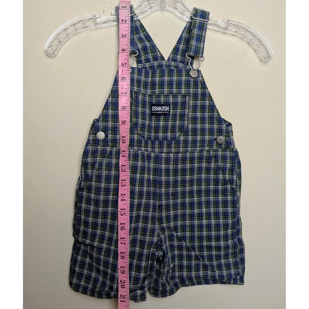 OshKosh B'Gosh Vintage Plaid Shortalls Overalls 90s 24 Months